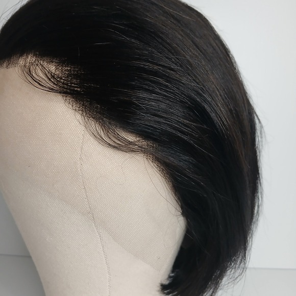 10 Inch Human Hair Pre-plucked Lace Front Wig 13x4 HD Lace Natural Black Bob New - Picture 8 of 11